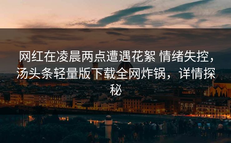 网红在凌晨两点遭遇花絮 情绪失控，汤头条轻量版下载全网炸锅，详情探秘