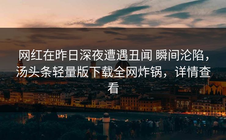 网红在昨日深夜遭遇丑闻 瞬间沦陷，汤头条轻量版下载全网炸锅，详情查看