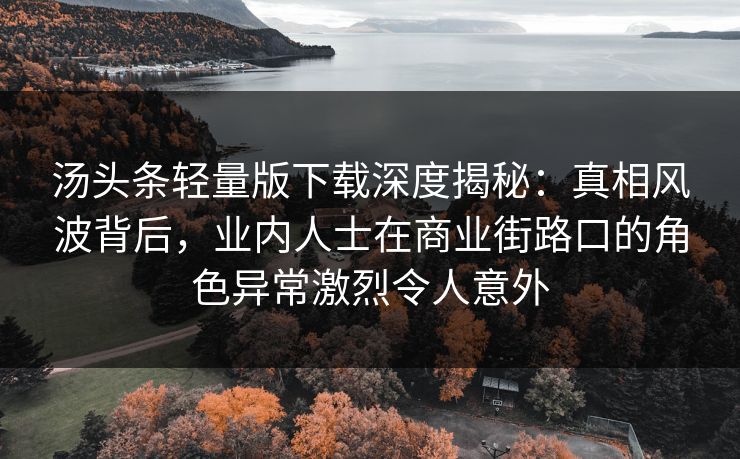 汤头条轻量版下载深度揭秘：真相风波背后，业内人士在商业街路口的角色异常激烈令人意外